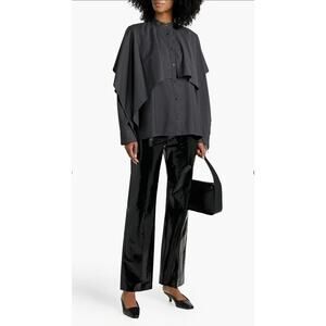 LOULOU STUDIO Valo Layered Wool Long Sleeve Button-down Top Size Small